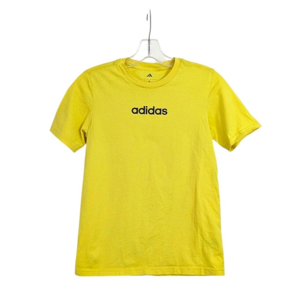 Yellow Adidas T-shirt - Size Medium 10/12 Youth Boys Girls Unisex Tee